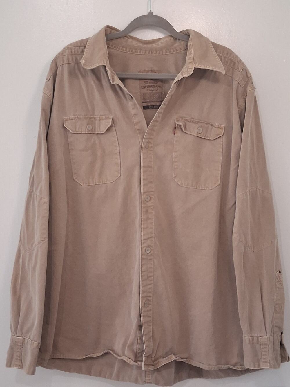 Vintage Levi Strauss & Co. Khaki Canvas Workwear Shirt 🤎🪓